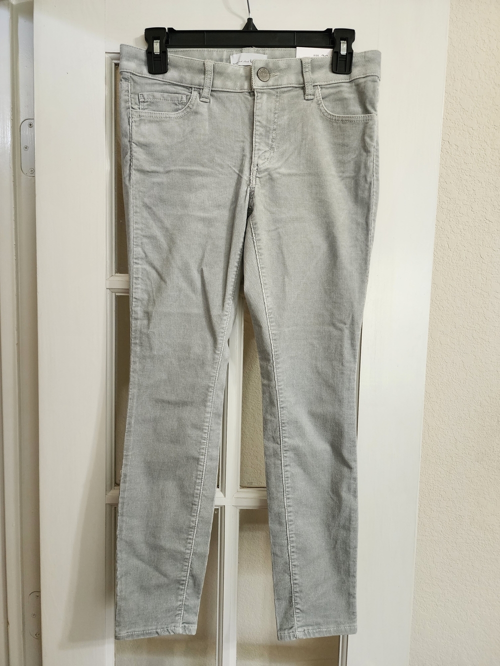 NWT LOFT Curvy Skinny Corduroy Pants Gray Petite 26 2P Stretch